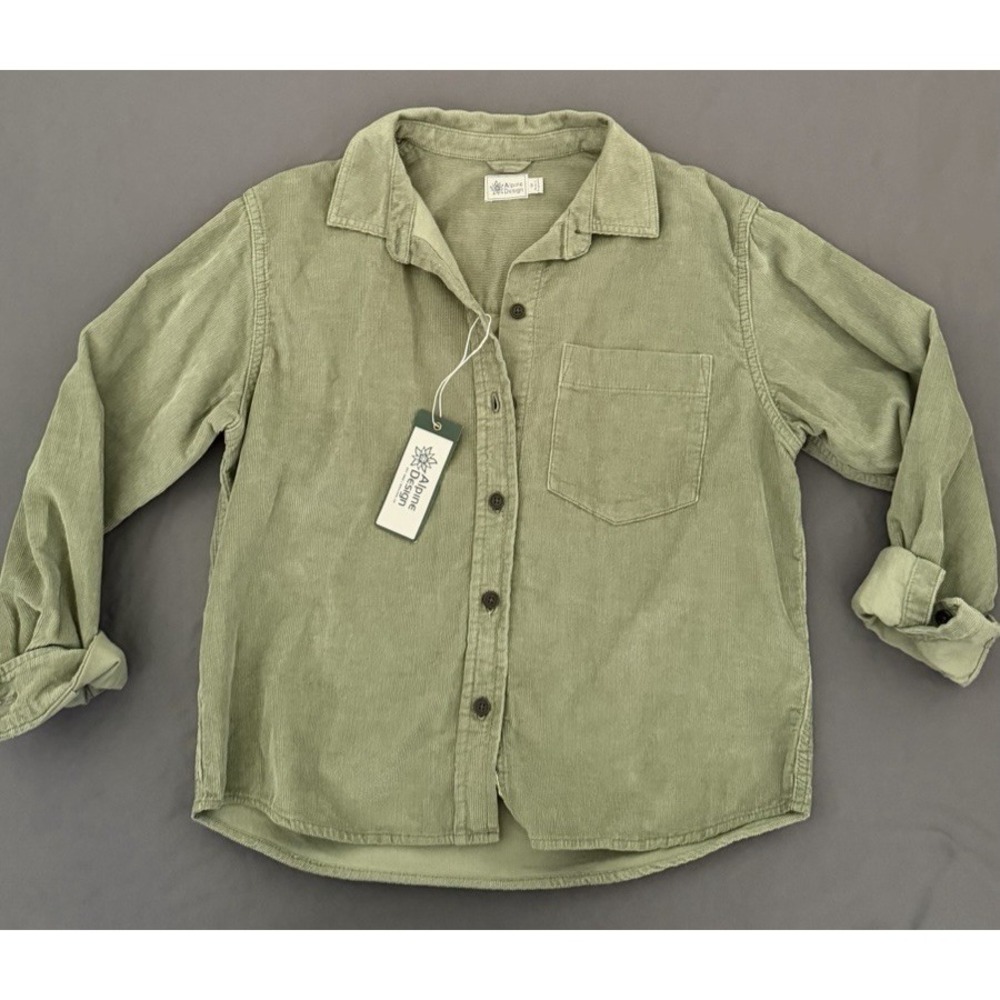 Alpine Design Corduroy Shirt Size XS Olive Green Button Down Long Sleeve NEW